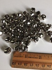 Primitive 48pc Silver Chrome Jingle Bells 13mm 1/2in Christmas Craft Supplies