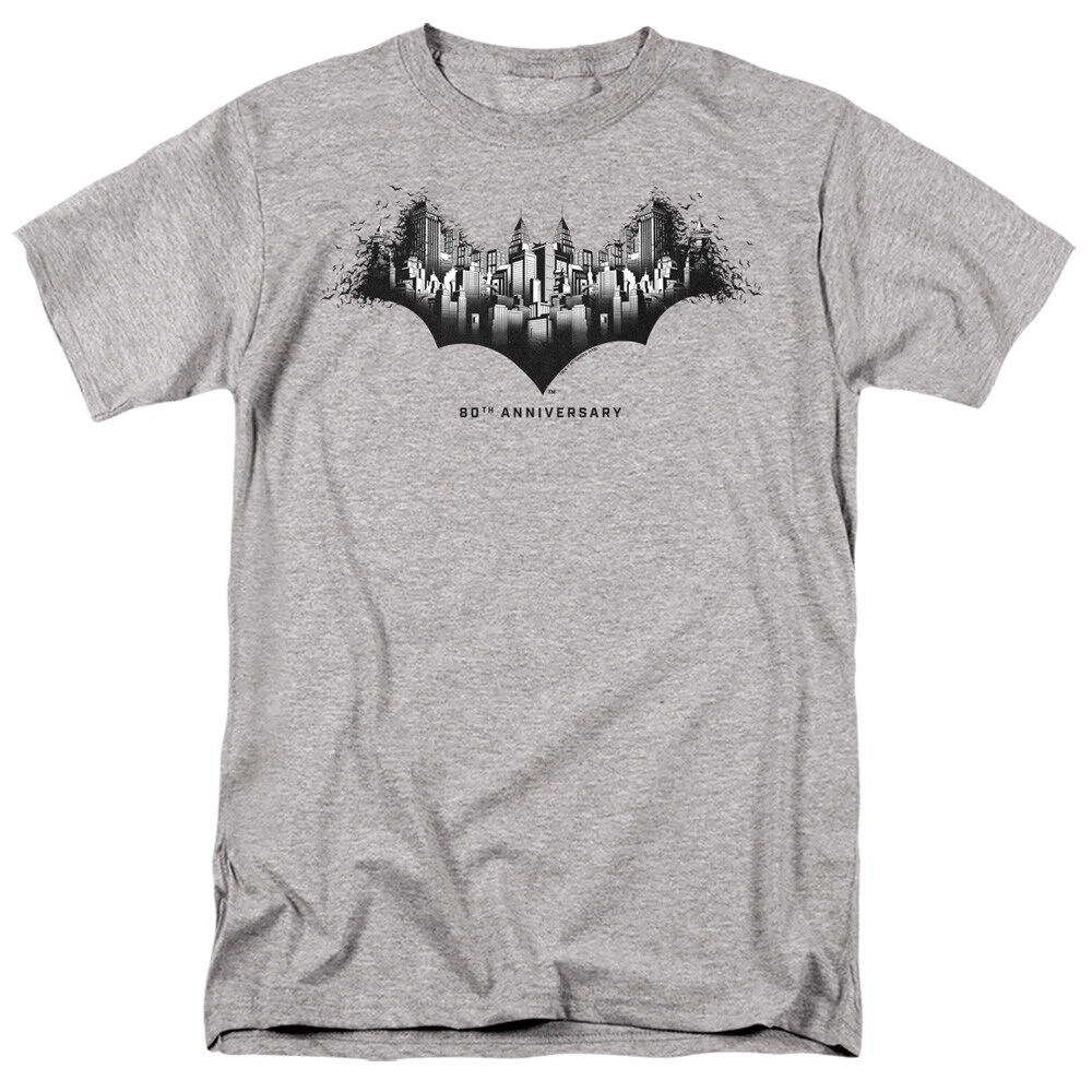 Batman T-Shirt 80th Anniversary Gotham City Heather Tee | eBay