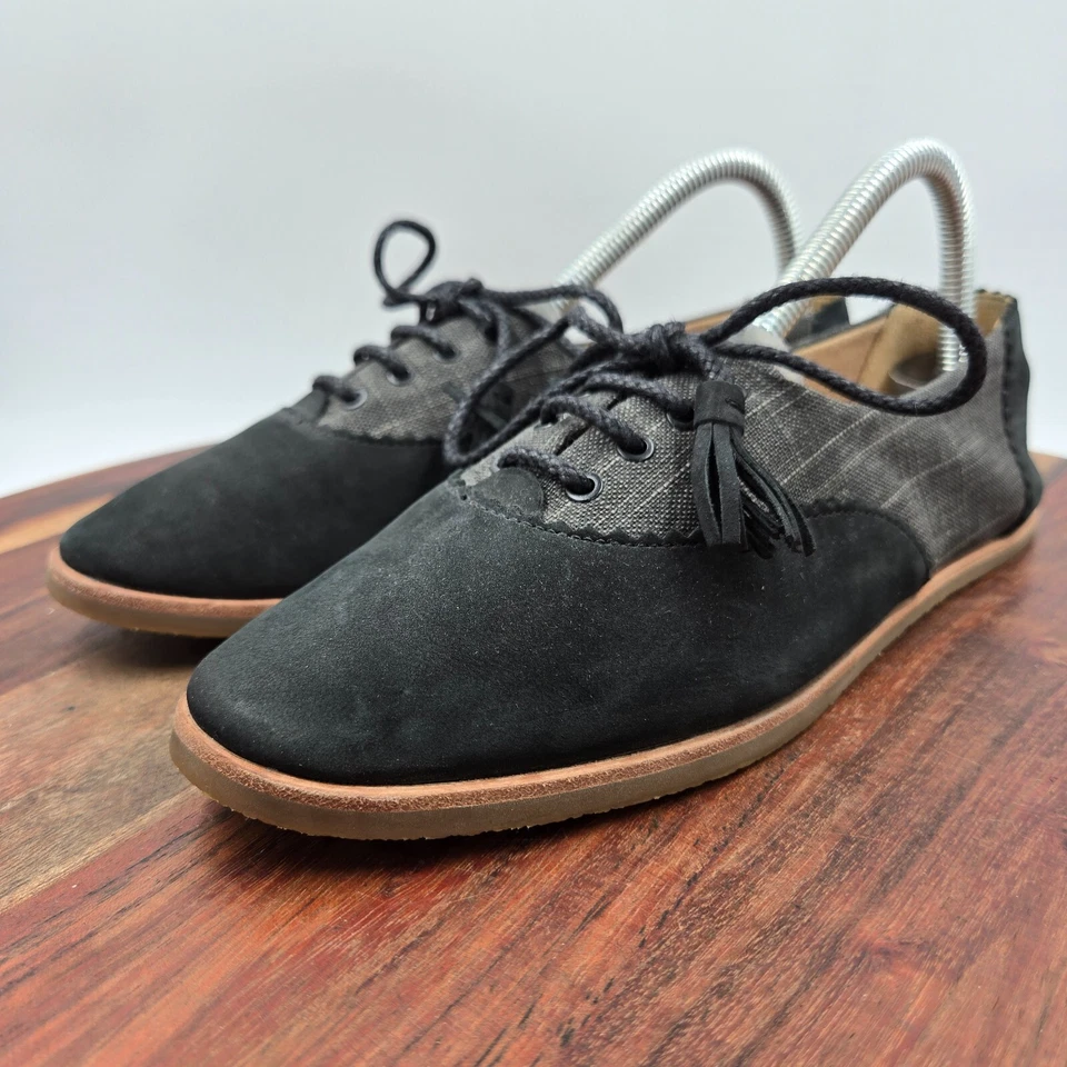 UGG Nolita Shoes Women's 7.5 Black Gray Nubuck Leather Oxford Flats Tasseled - Image 4 of 4