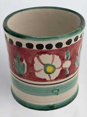 Assunta Positano VIETRI Coffee Vase Holder Italy Ceramic Pottery Floral Flower