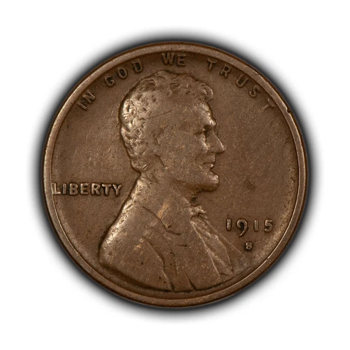1915-S 1c Lincoln Wheat Small Cent - Original Fine Semi Key Date - SKU-E0270