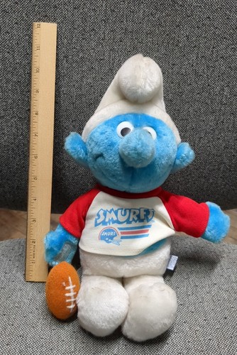 Vintage 1981 Football Smurf Plush Stuffed Toy Peyo Wallace Berrie & Co w/ Tag - Picture 10 of 10
