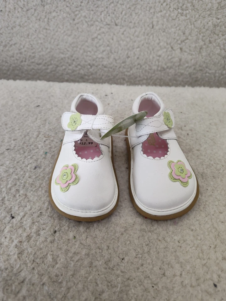 Teeny Toes Baby Girls Flat 3 White Leather Mary Jane Ballet Shoes - Image 2 of 4