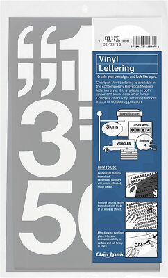 Chartpak 3-inch White Stick-on Vinyl Numbers (01176), 1 PACK