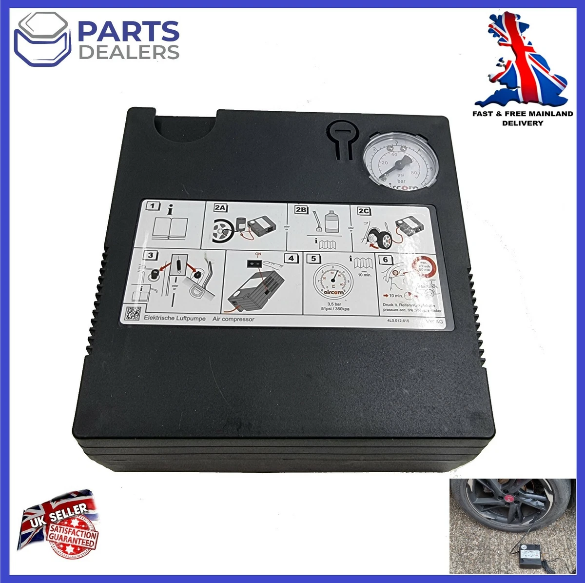 TYRE PUMP FOR BENTLEY AUDI Q7 Q8 VW TOUAREG PORSCHE COMPRESSOR INFLATOR GENUINE