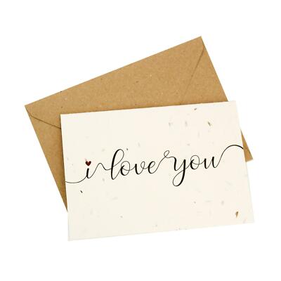 ''I Love You'' Design Wildblume, bepflanzbare, umweltfreundliche Karte - Valentinstag