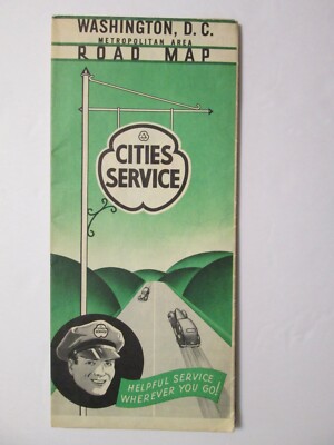 CITGO Cities Service Road Map of Washington D.C. 1940