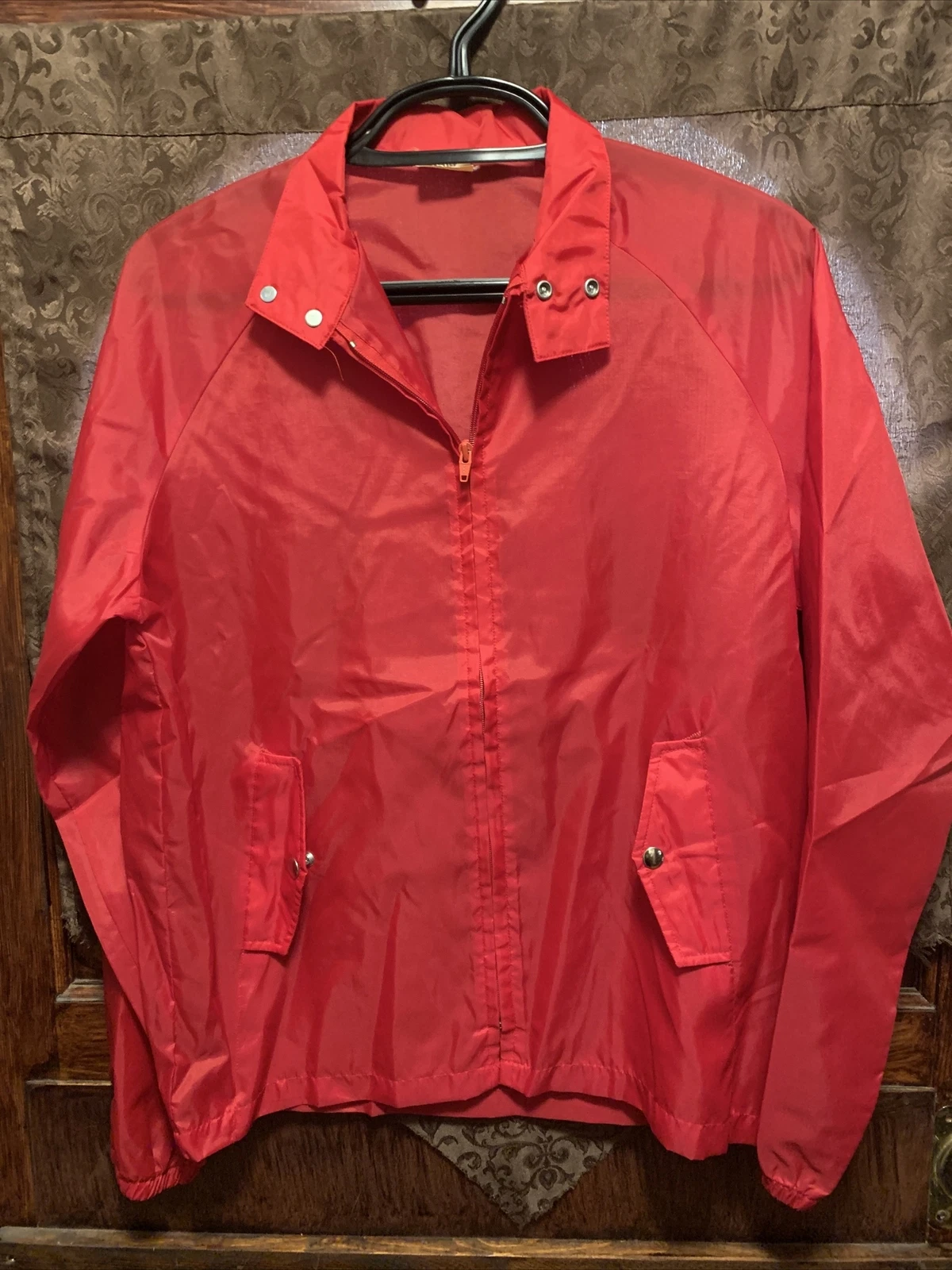 VINTAGE 80s CHALK LINE Men's Jacket Red Lightweight Windbreaker Size L Blank