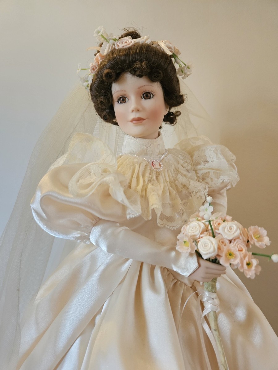 porcelain doll in wedding dress cute ashton drake Ashton-Drake Galleries Elizabeth's 1900's Wedding Dress Porcelain Doll 19