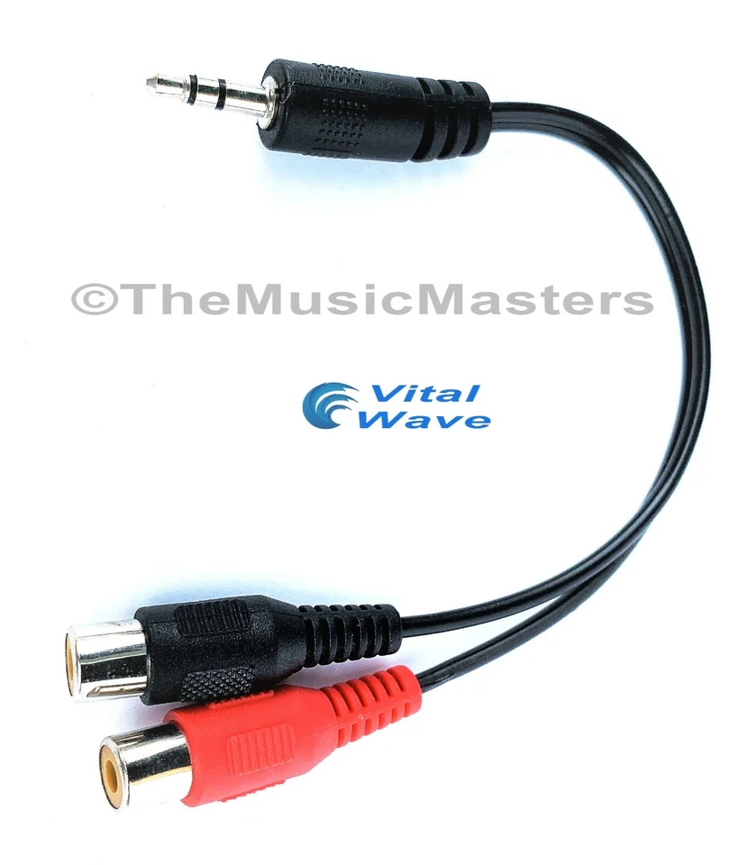 6 inch 3.5MM (1/8") Stereo Male to Dual RCA Female Jacks Audio Cable Wire VWLTW - Image 2 of 4