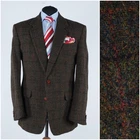 Mens Check HARRIS TWEED Jacket 42R US Size Dark Green Wool Sport Coat Blazer