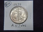 1934 Walking liberty half in A.U. / UNC # 14