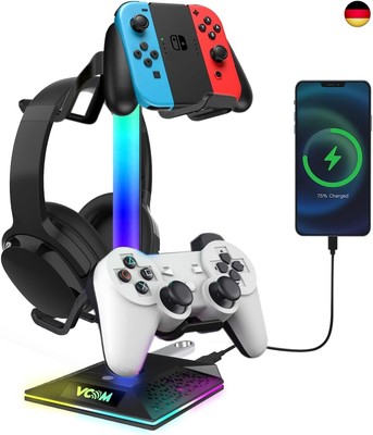 VCOM RGB Gaming Kopfhörer Ständer mit 10-Licht Modi, Controller Halter mit 2 U