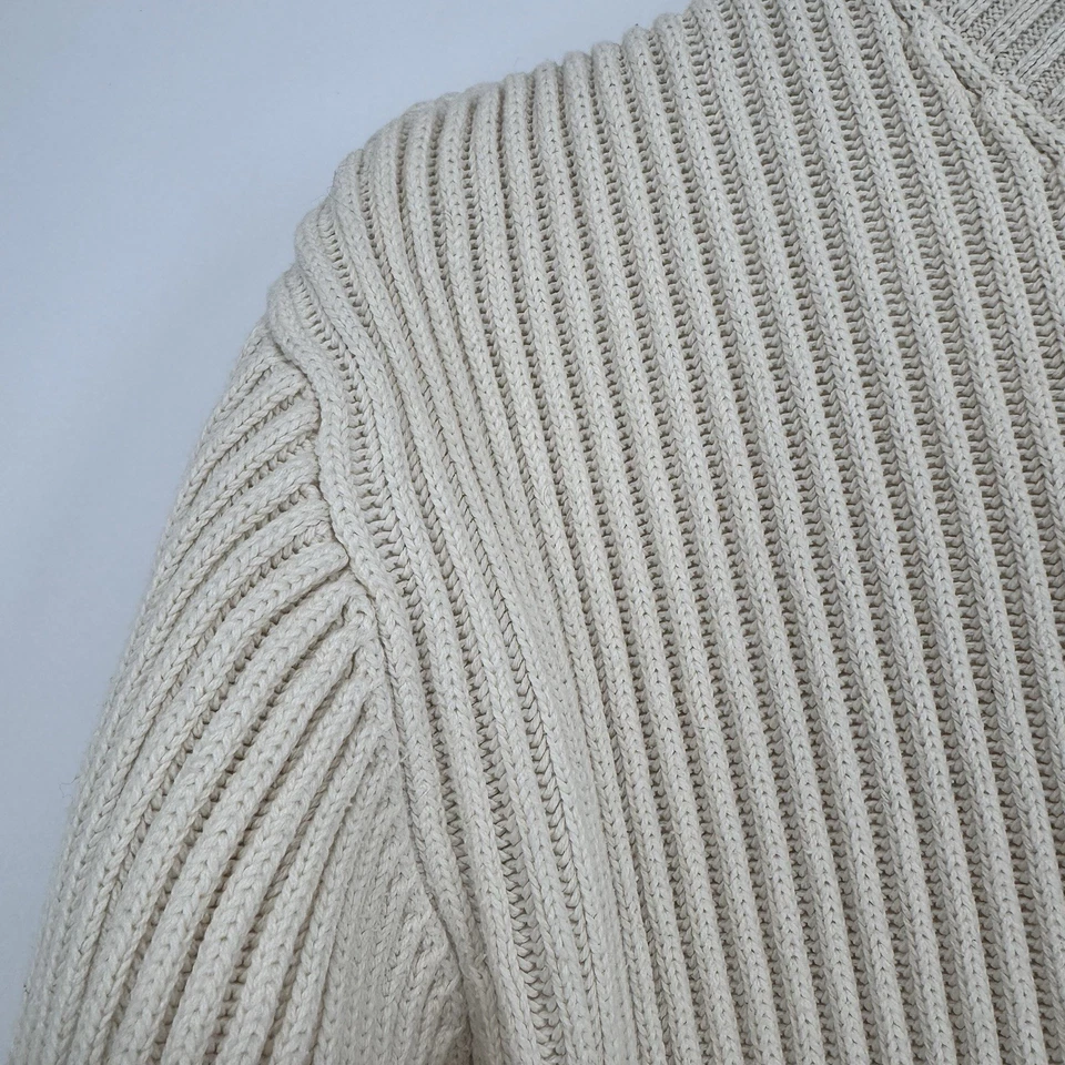 90-е Nautica ребристый насмешливый шеи свитер женщин большой кремовый длинным рукавом тяжелый - Изображение 3 из 4