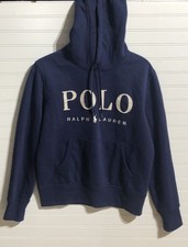 Polo Ralph Lauren Navy Blue Pony Embroidered Applique Logo Hoodie Women's M