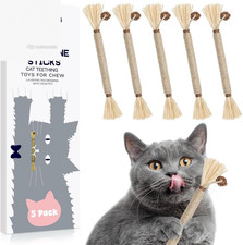 5 Pack Silvervine Sticks Cat Toys Natural Chew Kitten Teething Toys for Cleaning