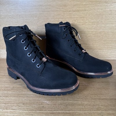Timberland Damen Stiefel Größe 7 UK Slim Premium 6 Inch Boots Schwarz/Roségold