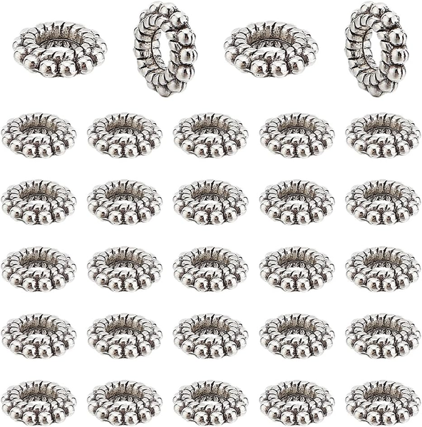 Abstandsperlen Blumenform 8Mm Silber GroßLoch Schmuckherstellung, 100 StüCk-image
