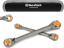Anti-Slip 4-In-1 Reversible Ratcheting Box Wrench Set, Double Box End, SAE, 2-Pi