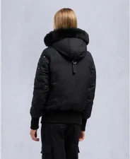 Moose Knuckles grey coat with 100% real black faux fur In Excellent Condition