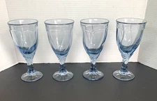 Lot of 4 Noritake SWEET SWIRL Light Blue 7 3/8" Water Wine Goblets 12oz Vintage