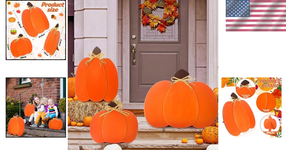Centros de mesa de especias de calabaza de 3 piezas decoración de otoño de granja Foto 2 de 4