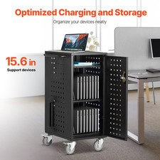 Mobile Locking Charging Cart for Laptops  Tablets - Securely Charges Up to 20 D