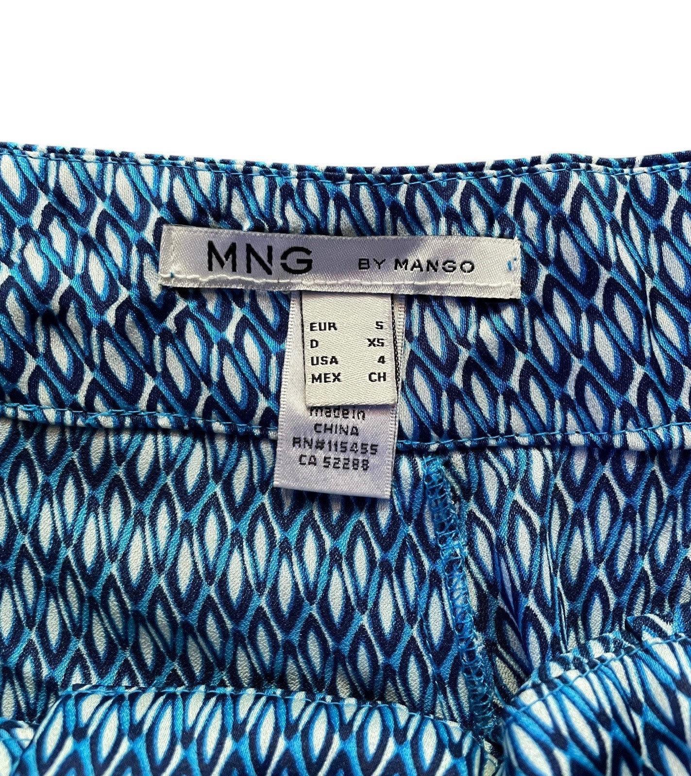 Mango Blue Geometric Pattern Trouser Pants • Soft… - image 5