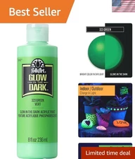 Creative 8 oz Non-Toxic Green Glow Paint for Crafts - Multiple Surfaces Usable