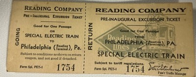 1931 Reading Co.Pre-Inaugural 1931 Special Electric Train Excursion w Provenance