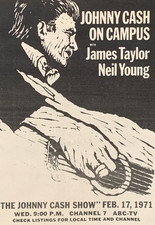 JOHNNY CASH 1971 vintage PRINT ADVERT TV SHOW with NEIL YOUNG & JAMES TAYLOR