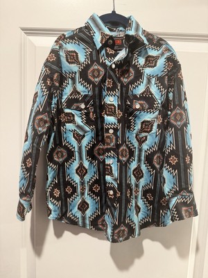 Rock & Roll Denim Youth Boys Pearl Snap Shirt Small Modern Fit Western Print