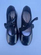 Tap Shoes Girls Black Capezio TeleTone w/Black Strap Size 9-1/2