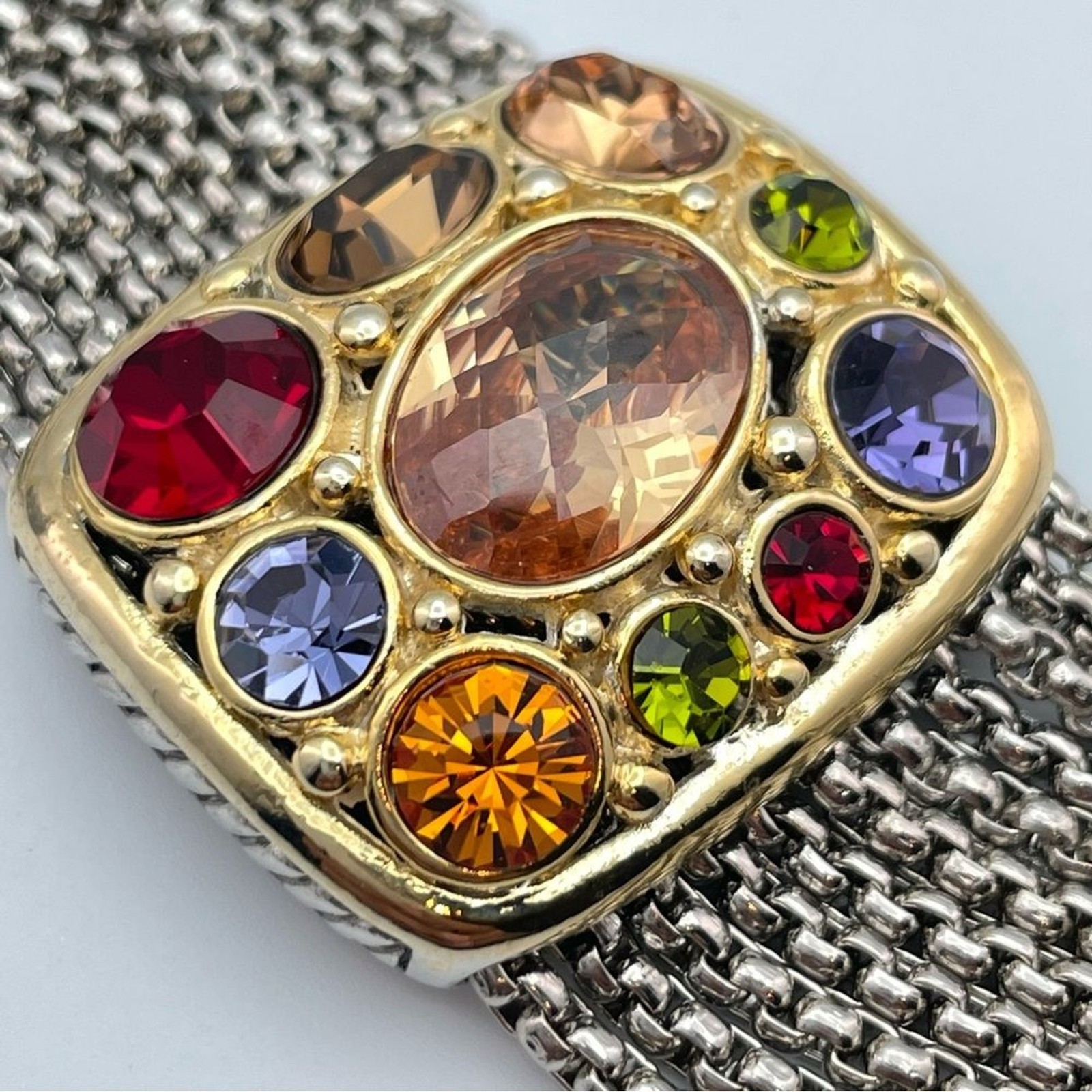 Silver Tone Multi Chain Statement Bracelet Multic… - image 2