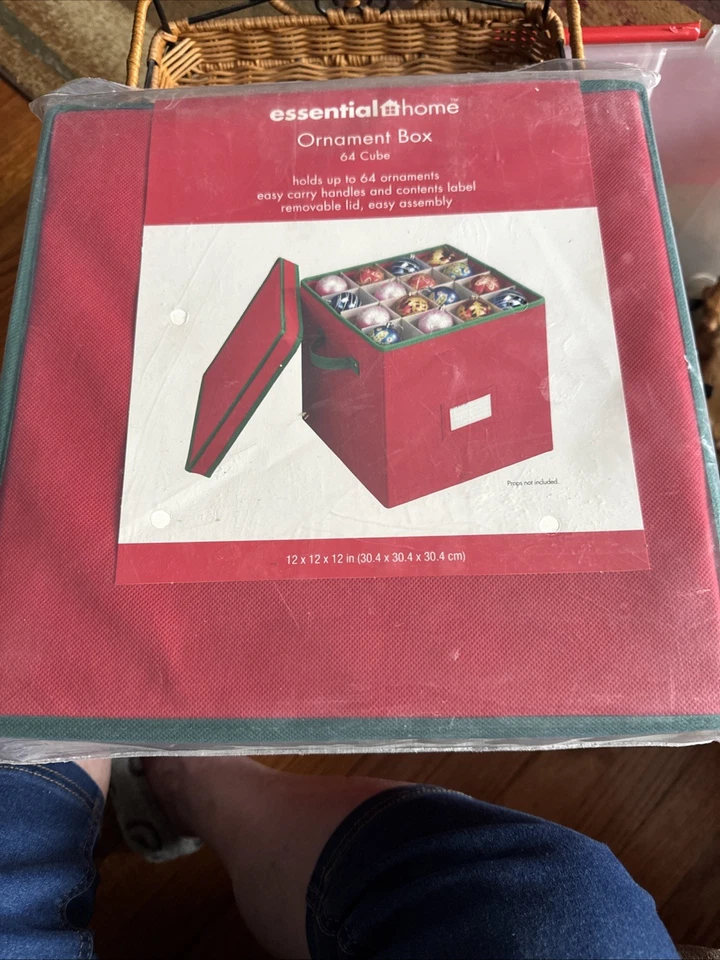 Kmart Essential Home 64 Cube Christmas Ornament Box Red Green 12x12x12" Storage - Image 2 of 3