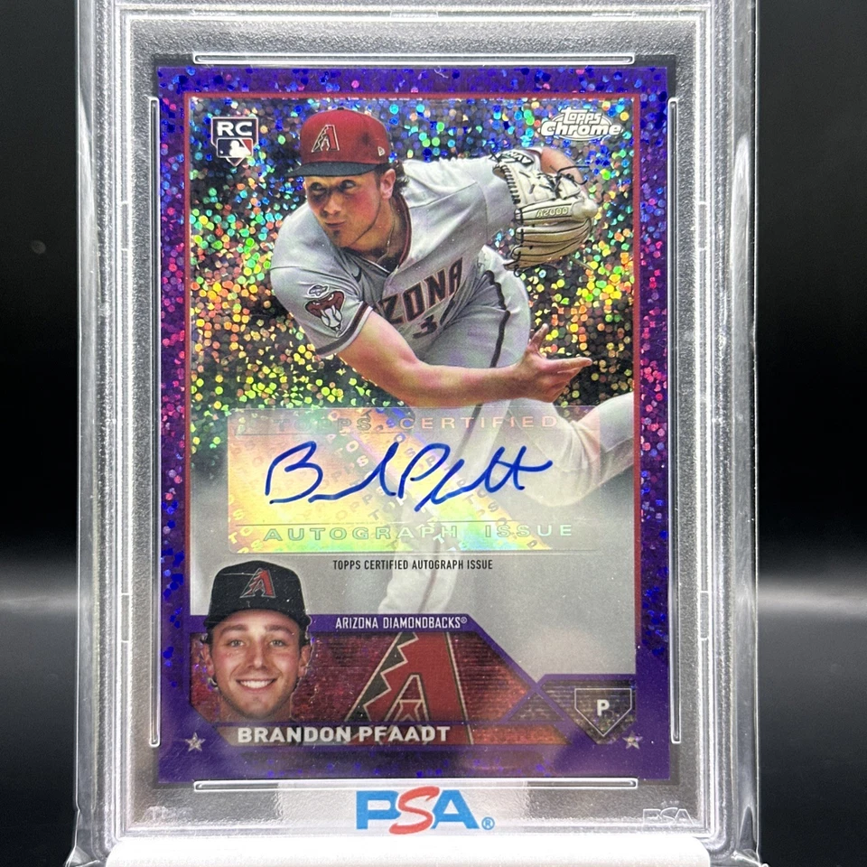 2023 Topps Chrome Update Brandon Pfaadt Purple Speckle Auto /250 PSA 9 - Image 3 of 4