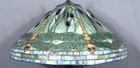 VTG TIFFANY STYLE METAL & LEADED GLASS DRAGONFLY TABLE LAMP SHADE     no base