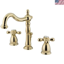 Heritage Widespread Lavatory Faucet, Polished Brass, 8-Inch Adjustable Center