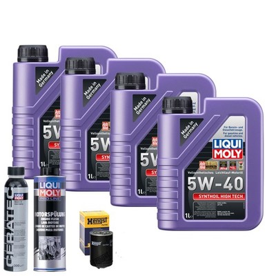 Motoröl 5W40 LIQUI MOLY Synthoil High Tech 4L+HENGST Ölfilter +Spülung +Cera Tec