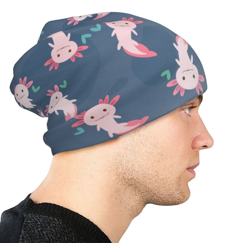 Axolotl Beanie Slouchy Knit Skull Cap Baggy Fit Winter Hat