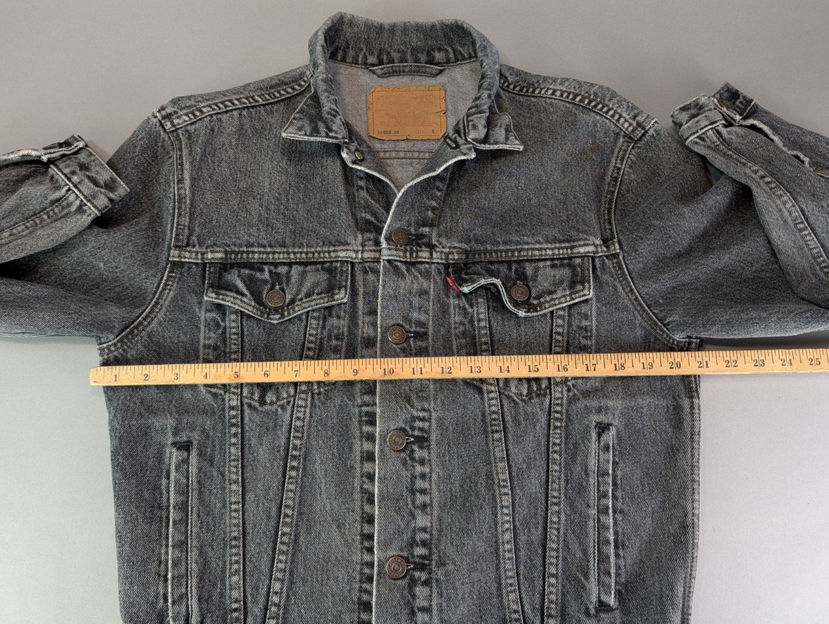 Vintage Levis 70503 02 Jean Denim Trucker Jacket Black Faded 1990s