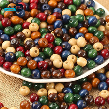 1000PCS Colorful Wooden Beads 8Mm Assorted Wooden Loose Spacer