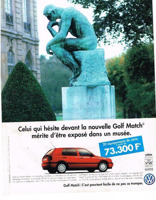 WERBUNG WERBUNG 1996 VOLKSWAGEN LA GOLF MATCH