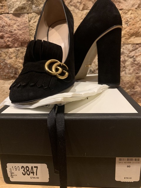 Gucci Marmont GG Black Suede Heels Size 39/9 | eBay