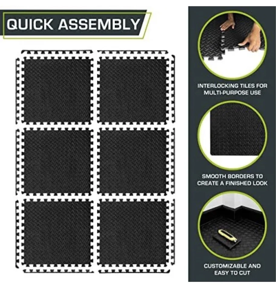 ProsourceFit Exercise Puzzle Mat ½ inch, 24 SQ FT 6 Tiles, EVA Foam Interlocking - Image 4 of 4