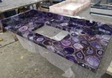 36"x24" Purple Agate Coffee Table Top, Agate Counter Slab, Sink Center Slab Deco