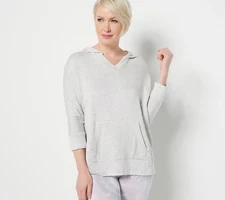 New Koolaburra by UGG sz M French Terry Hoodie Poncho Frost Heather QVC 5278