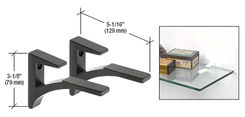 CRL Aluminum Shelf Bracket for 3/8" to 1/2" Glass Pack of 2 -Black - Picture 2 of 10