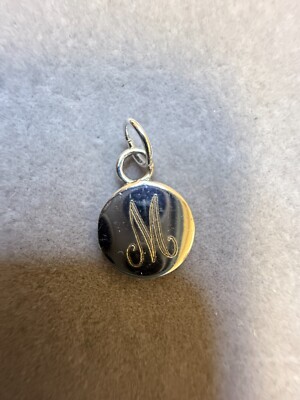 Vintage Handgravur Buchstabe M Monogramm 925 Sterling Silber Charm Anhänger 6231