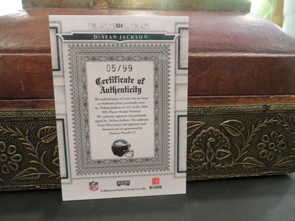 National Treasures Rookie Jersey Autograph Eagles DeSean Jackson  05/99  2008 - Image 4 of 4